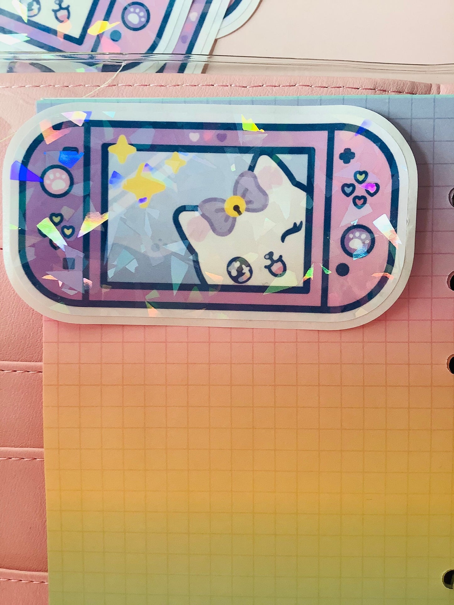 Pegatina holográfica en forma de switch