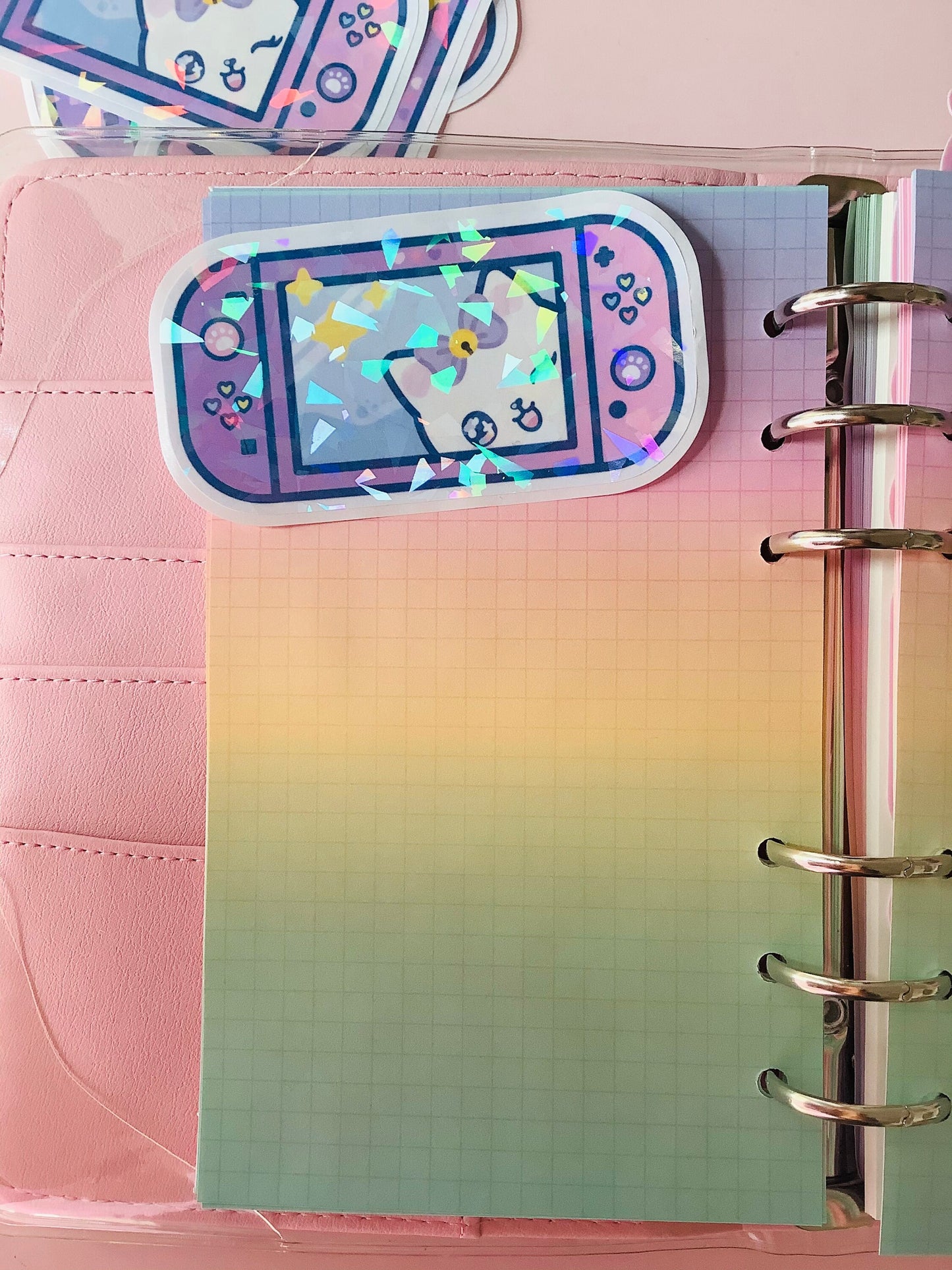 Pegatina holográfica en forma de switch