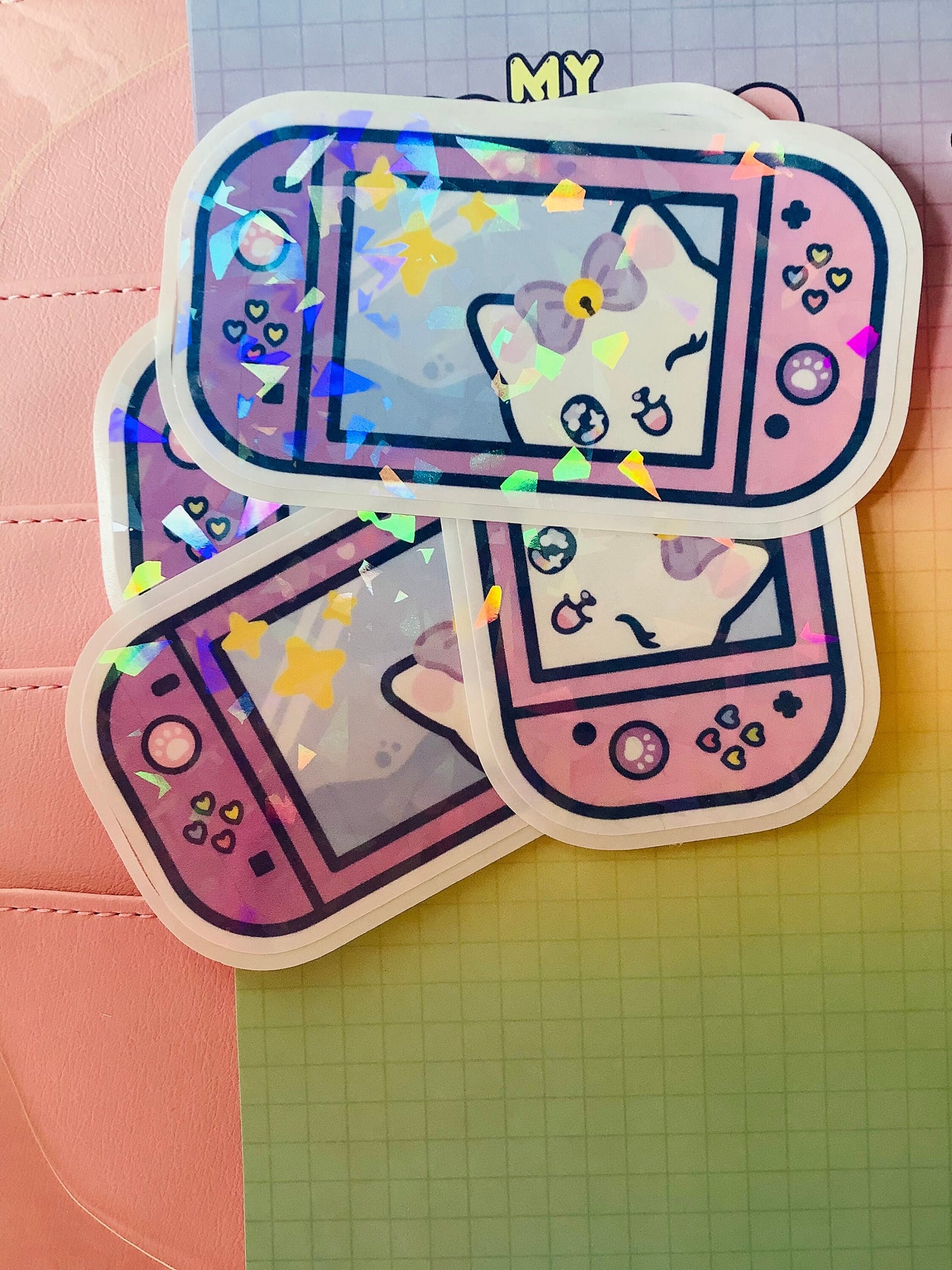 Pegatina holográfica en forma de switch