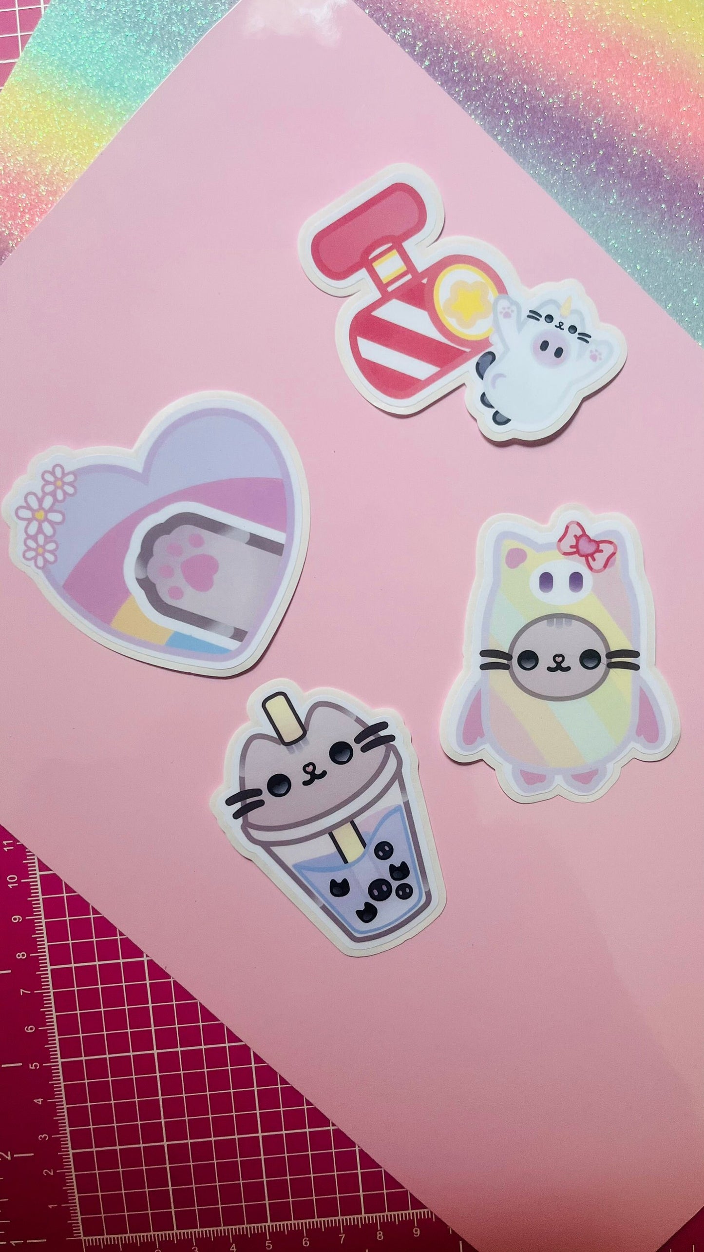 Pack de pegatinas Pusheen x Fall Guys