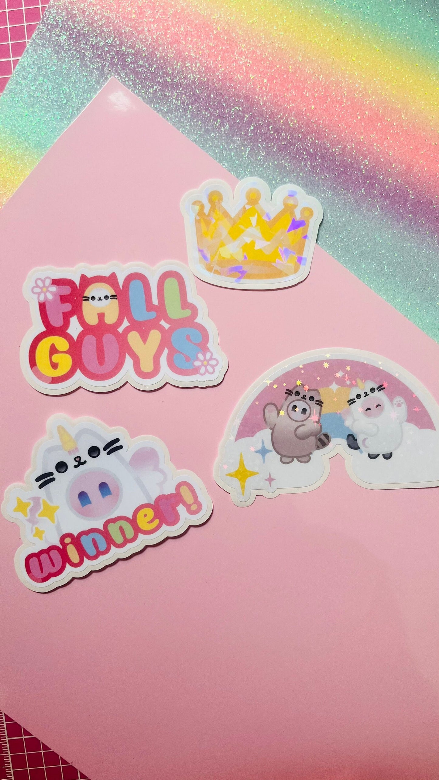 Pack de pegatinas Pusheen x Fall Guys