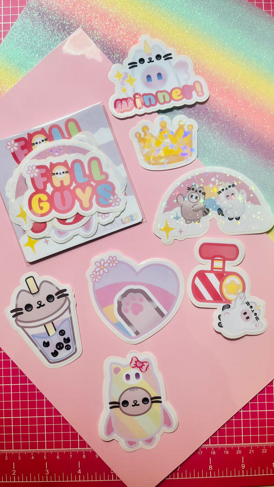 Pack de pegatinas Pusheen x Fall Guys
