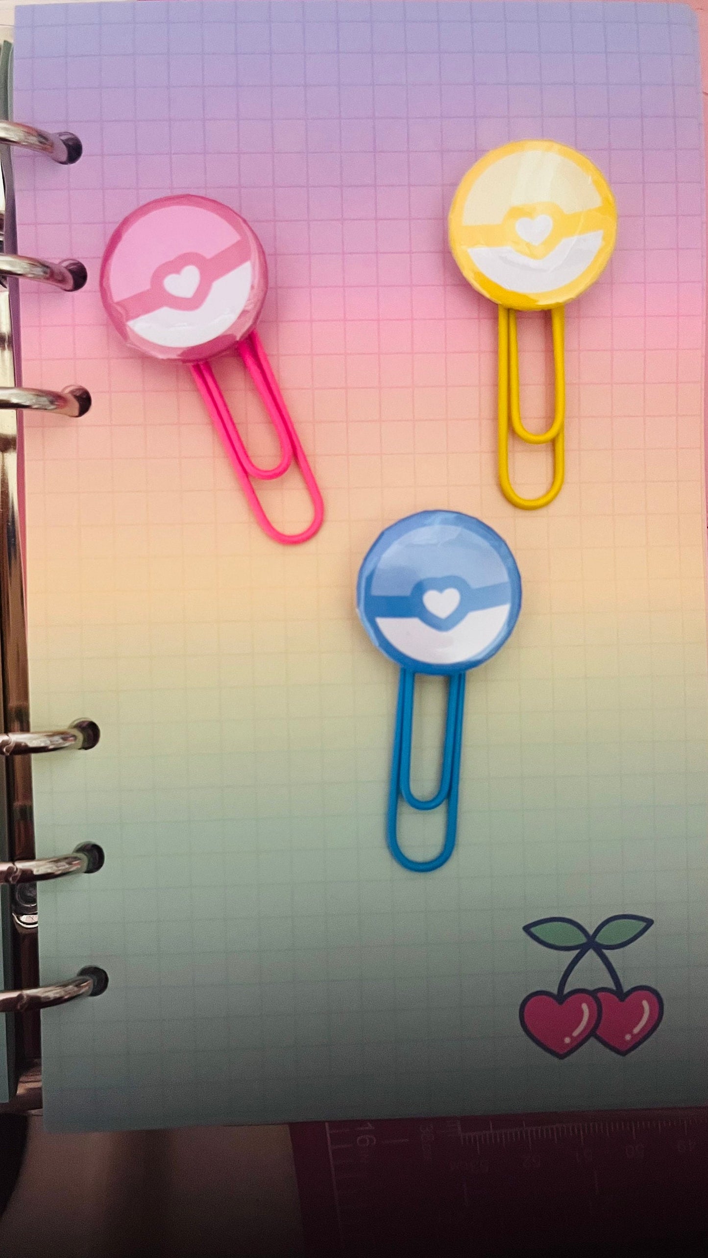 Pack 3 clips kawaii pokeball
