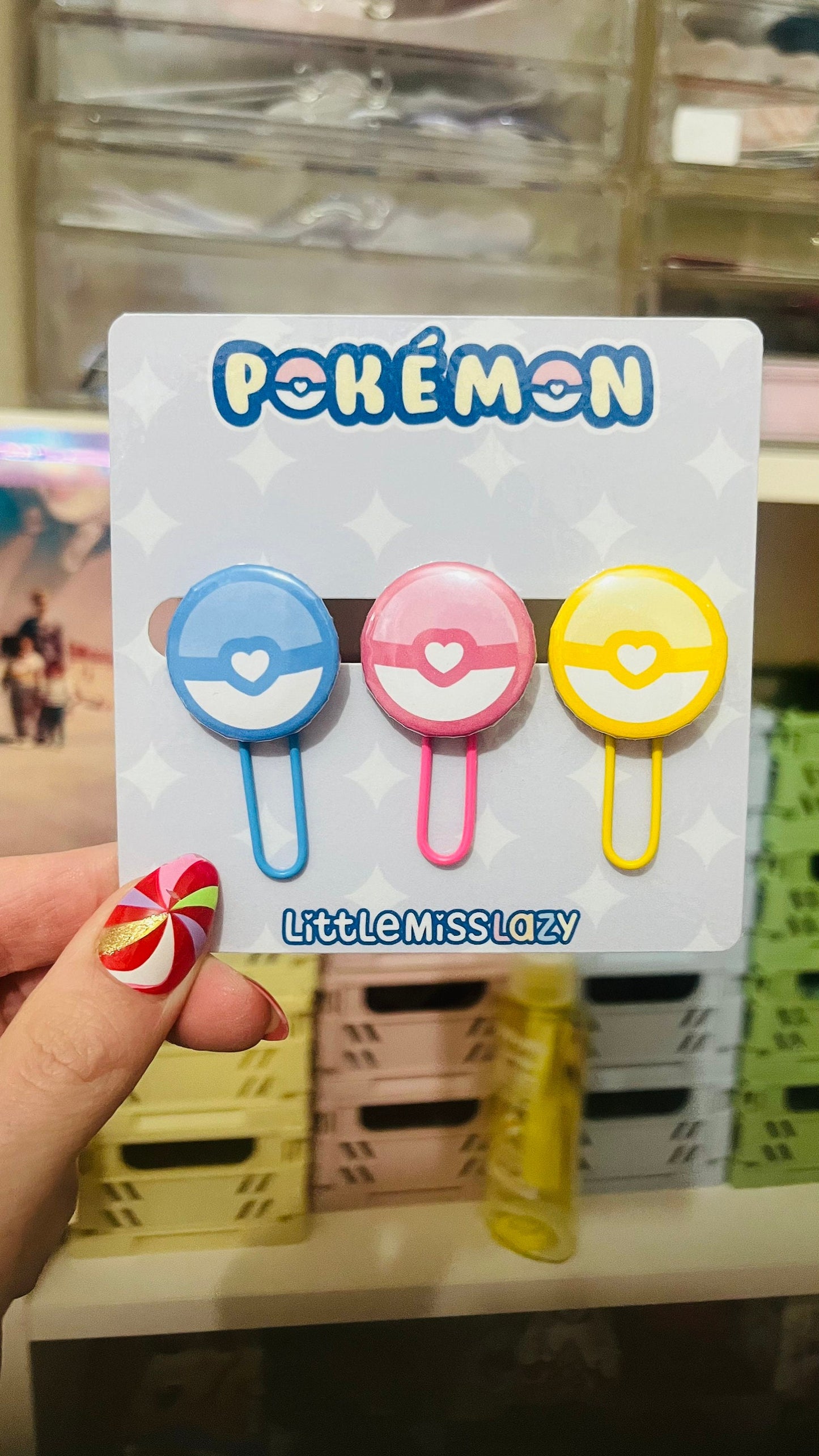 Pack 3 clips kawaii pokeball