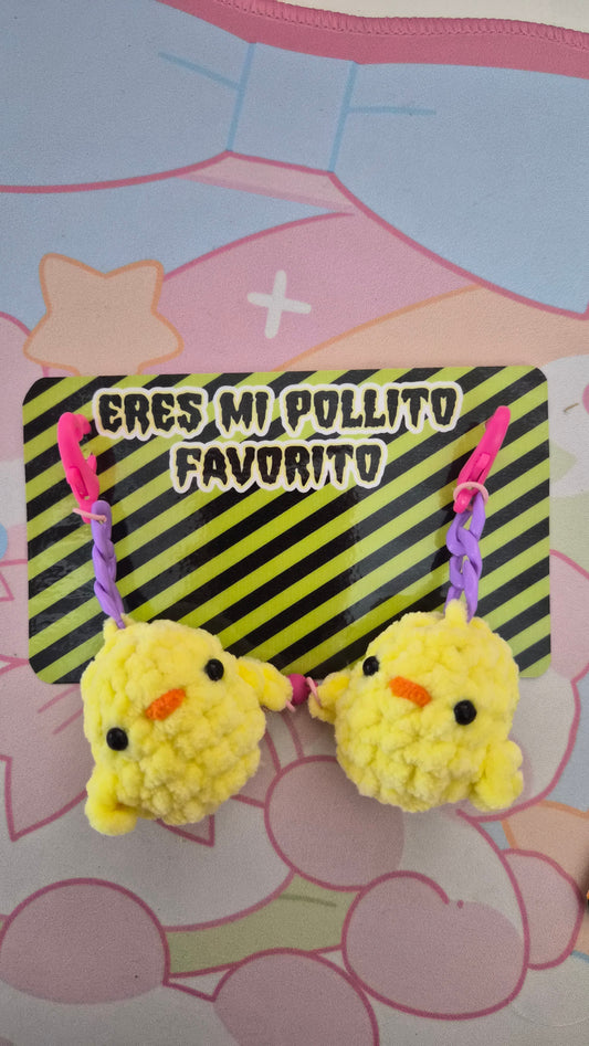 Llaveros pareja pollitos
